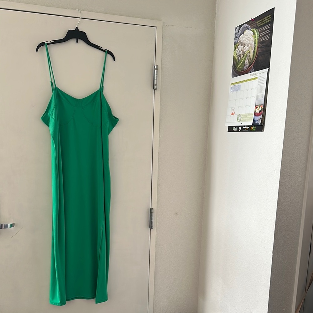 Ambiance Green Spaghetti Strap Slip Dress